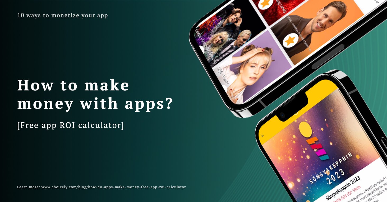 Blog title "How to make money with apps?" with phones with apps on screen