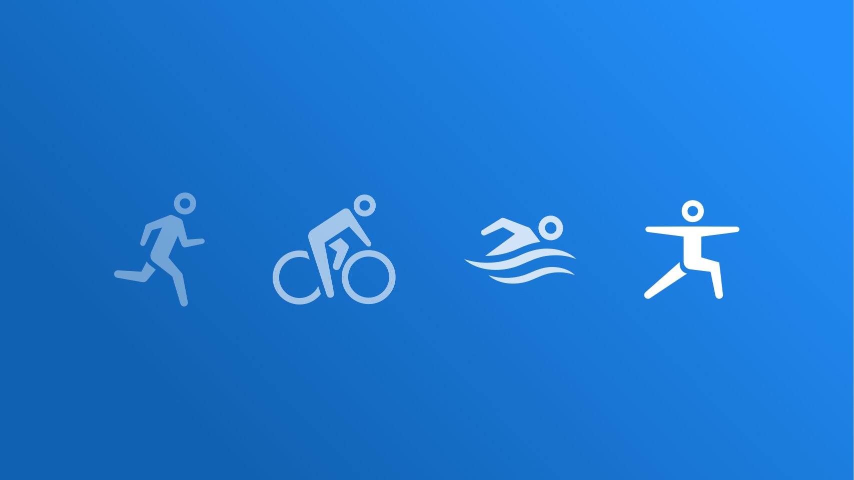 Icons of different sport disciplines: running, biking, swimming, athletics